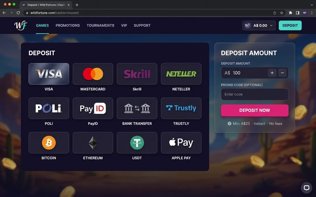 Payment methods and cashouts – Wild Fortune